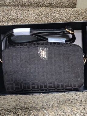 Tommy Hilfiger Crossbody Bag & Wallet Set Black Monogram Gift Box NEW